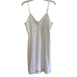 VTG Shadow Line White Lace Nightgown Mini Dress Spaghetti Straps Sweetheart 36